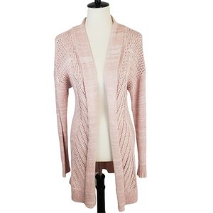 ♦️5/$20 Leo & Nicole Pink Knit Long Cardigan Size Medium